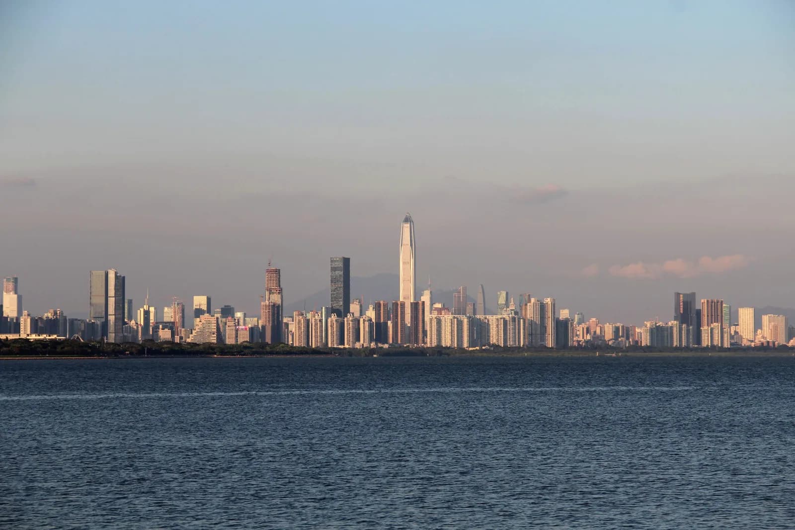 Skyline of Futian district in central Shenzhen with the Ping An Finance Centre rising above the CBD towers